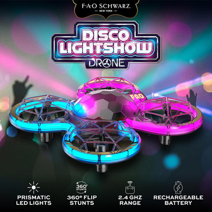 FAO Schwarz Disco Lightshow RC Drone para niños, volante de acrobac...