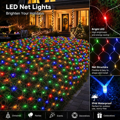 Dazzle Bright 360 luces LED de red, 12 x 5 pies, conectables, imper...
