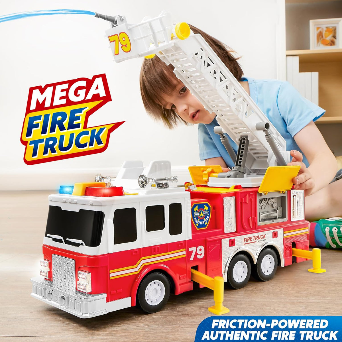 JOYIN Juguete de camión de bomberos extragrande de 33 pulgadas y ju...