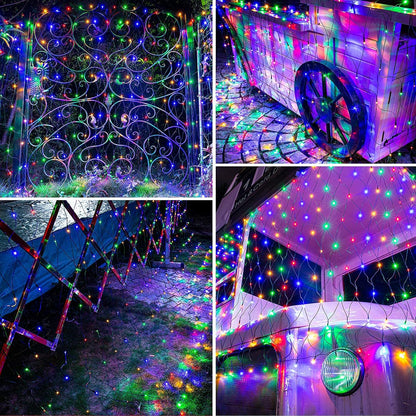 Joomer Paquete de 2 luces de red de Navidad de 12 pies x 5 pies, lu...