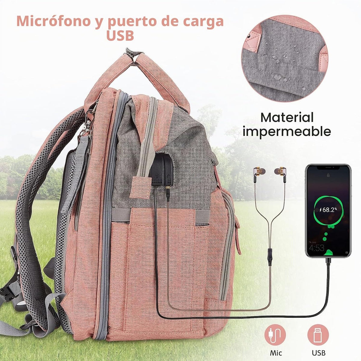 DERJUNSTAR Mochila para pañales \u2013 Bolsa de pañales de gran cap...