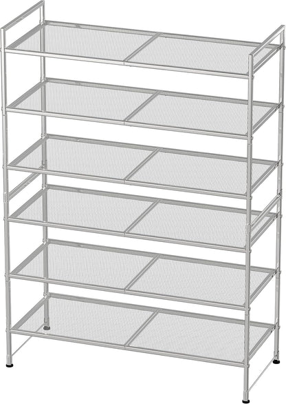 Simple Houseware Zapatero apilable de malla de 3 niveles, color pla...