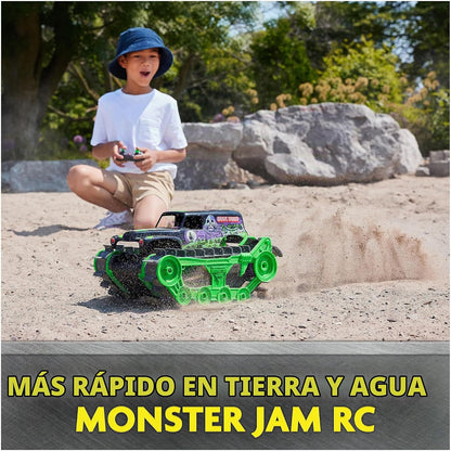 Monster Jam Grave Digger Trax Camión de juguete todoterreno RC, esc...