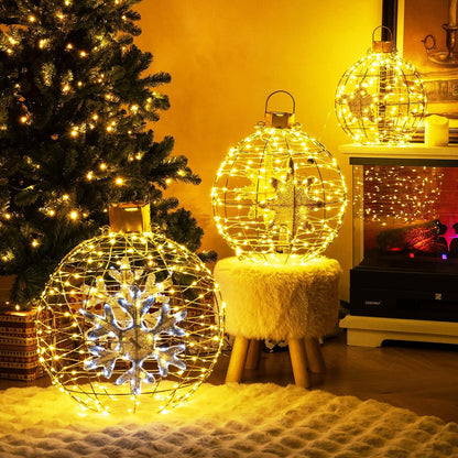 Tangkula - Paquete de 3 bolas de Navidad con luces LED, esfera de m...