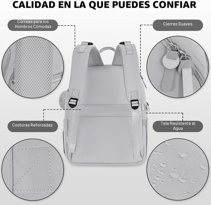IBVIVIC Mochila para pañales con cambiador portátil, gris suave | B...