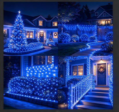 Joomer Luces de red de Navidad de 12 pies x 5 pies, luces de malla...