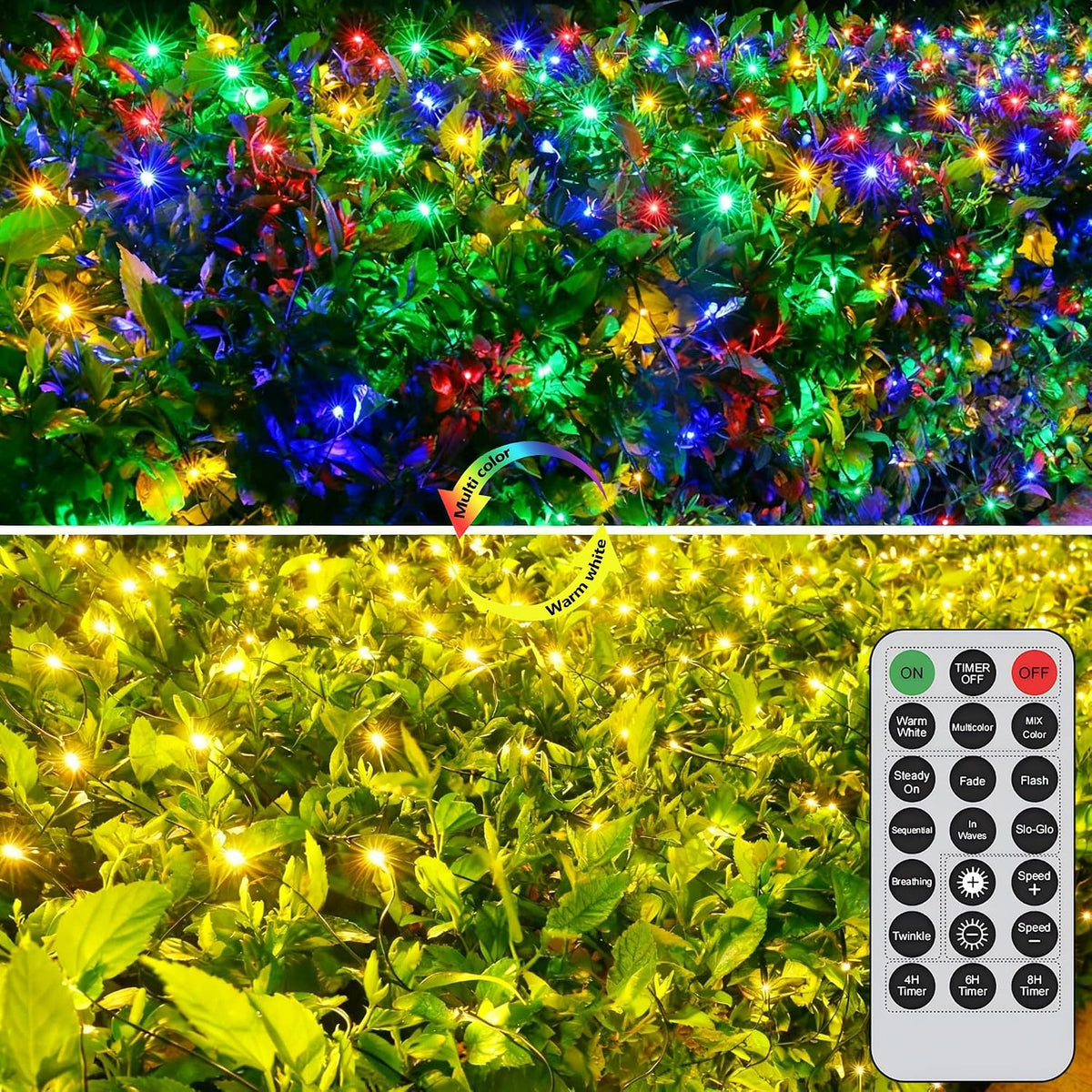 Joomer Luces de red de Navidad de 12 pies x 5 pies, luces de malla...