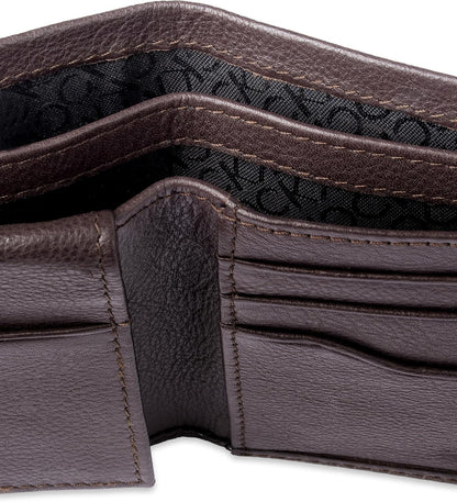 Calvin Klein Billetera plegable minimalista de piel RFID para hombr...