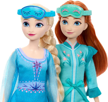 Mattel Disney Frozen Anna &amp; Elsa Slumber Sister Juego de 2 muñe...