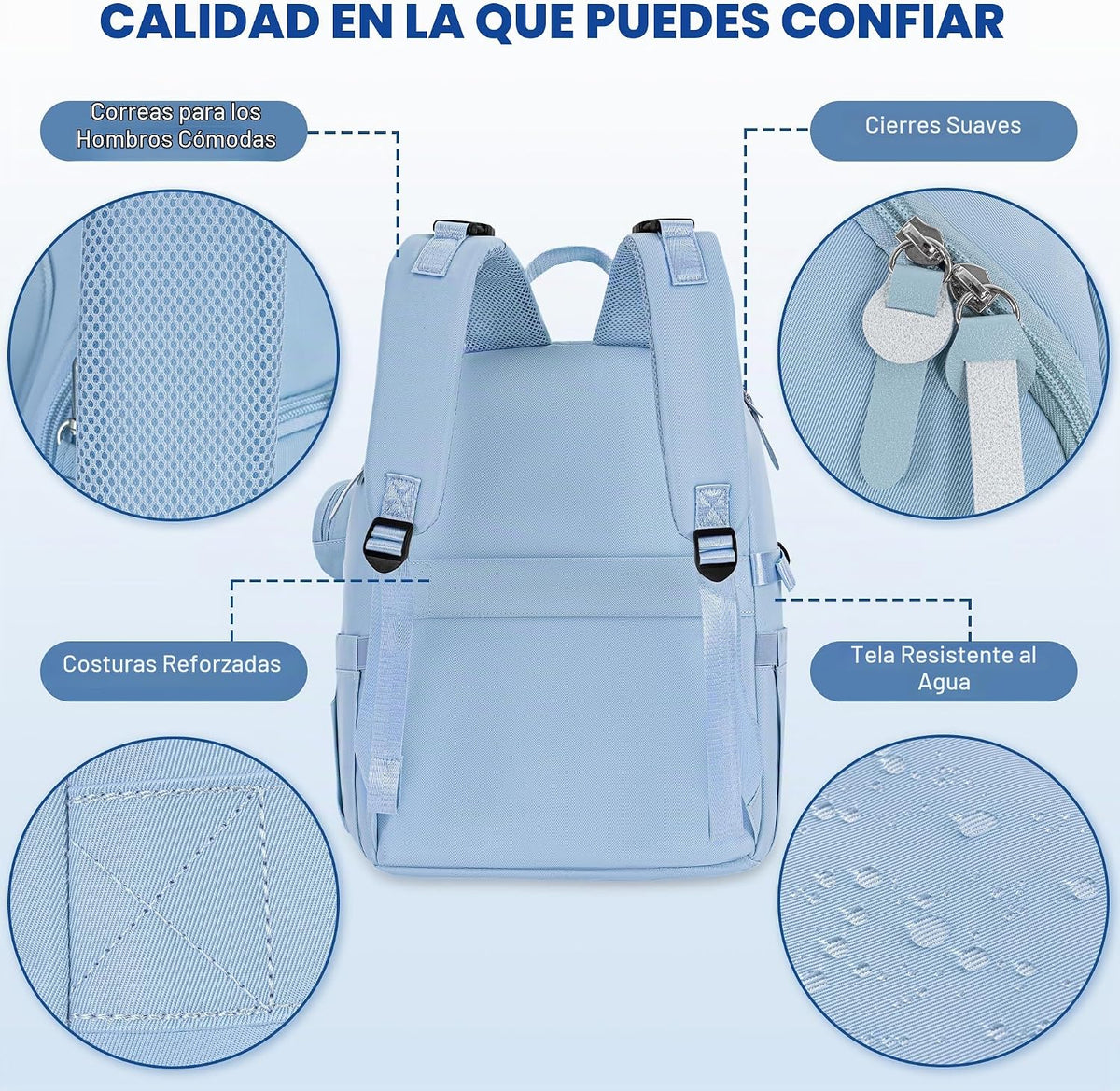IBVIVIC Mochila para pañales con cambiador portátil, color azul cla...