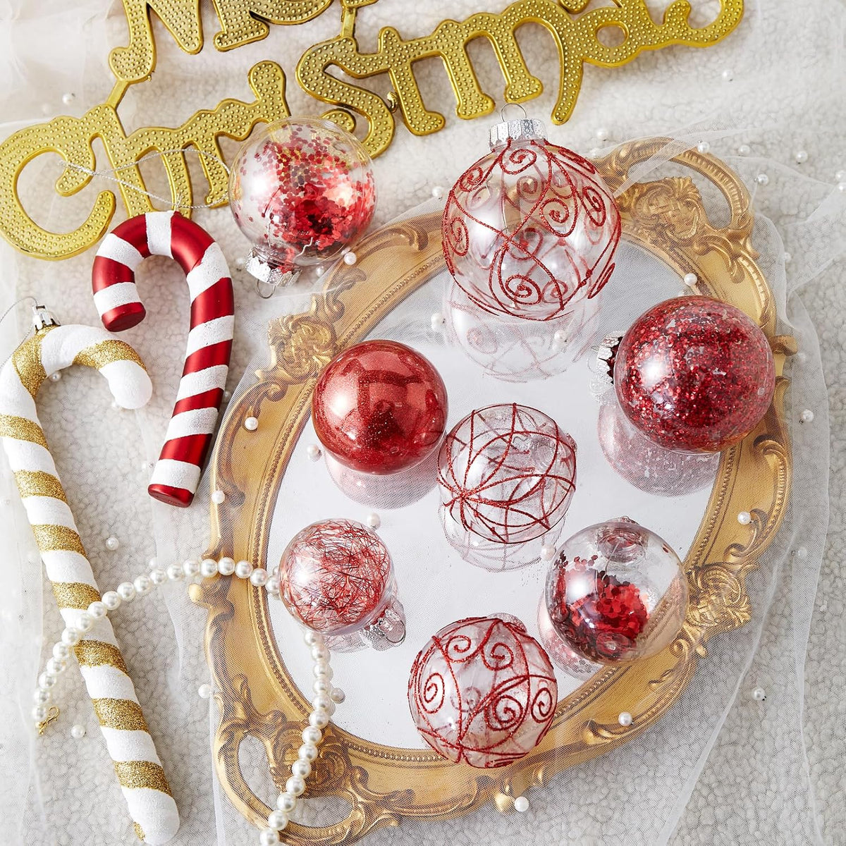 Wironlst Adornos de Bolas de Navidad Irrompibles Transparentes de P...