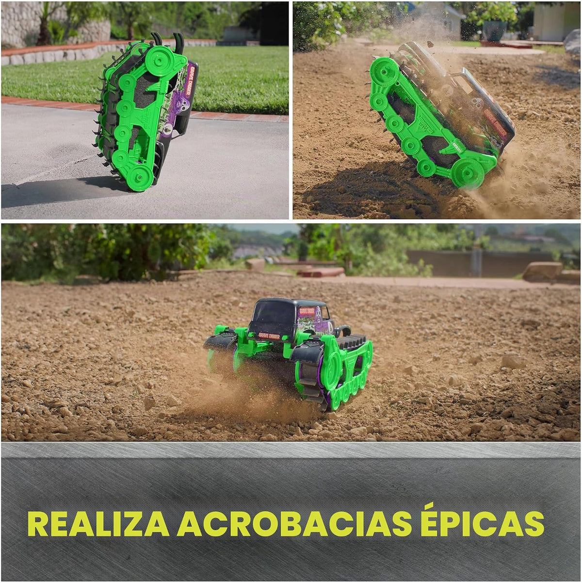 Monster Jam Grave Digger Trax Camión de juguete todoterreno RC, esc...