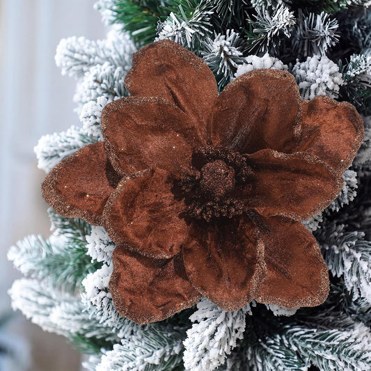 Thiccywoov 8 piezas de flores grandes de Navidad, flores de magnoli...