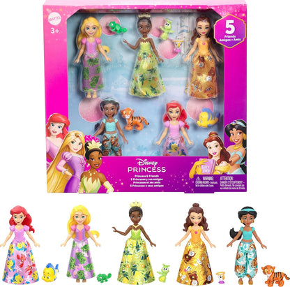 Mattel | 5 muñecas pequeñas posables en faldas o pantalones extraíb...