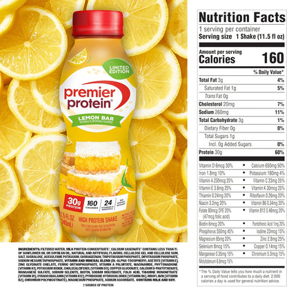 Premier Protein Edición Limitada Batido de 1.06 oz, barra de limón...