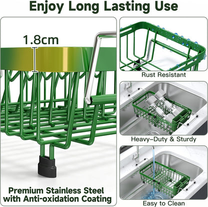 JASIWAY Mini escurridor de platos verde sobre el fregadero para apa...