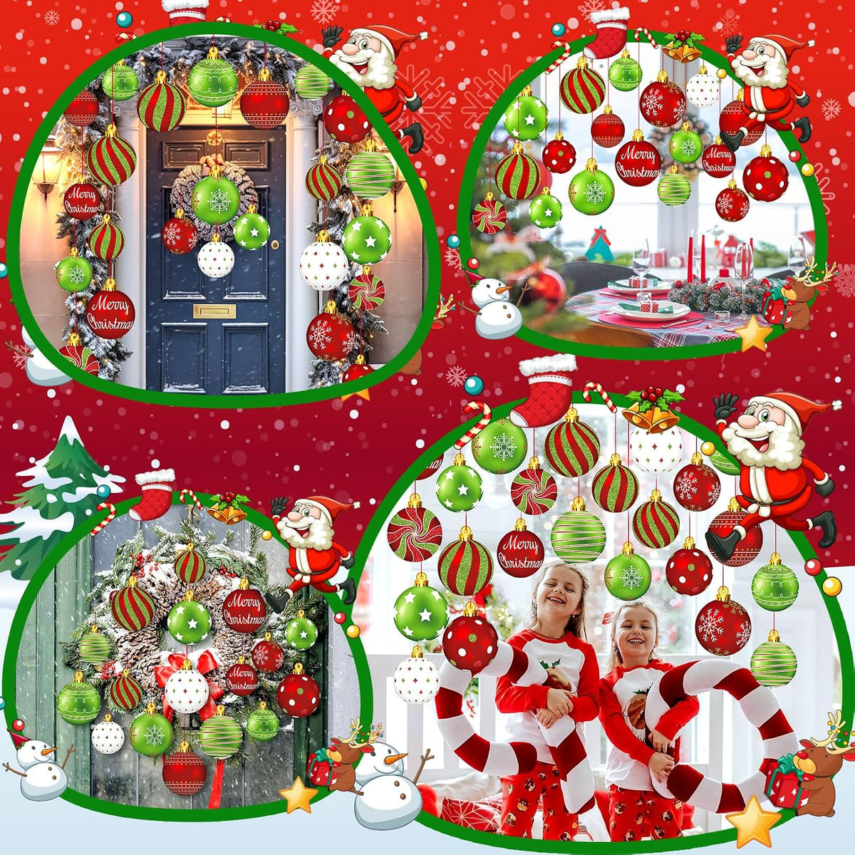 Huwena 24 piezas de decoraciones navideñas para exteriores, adornos...