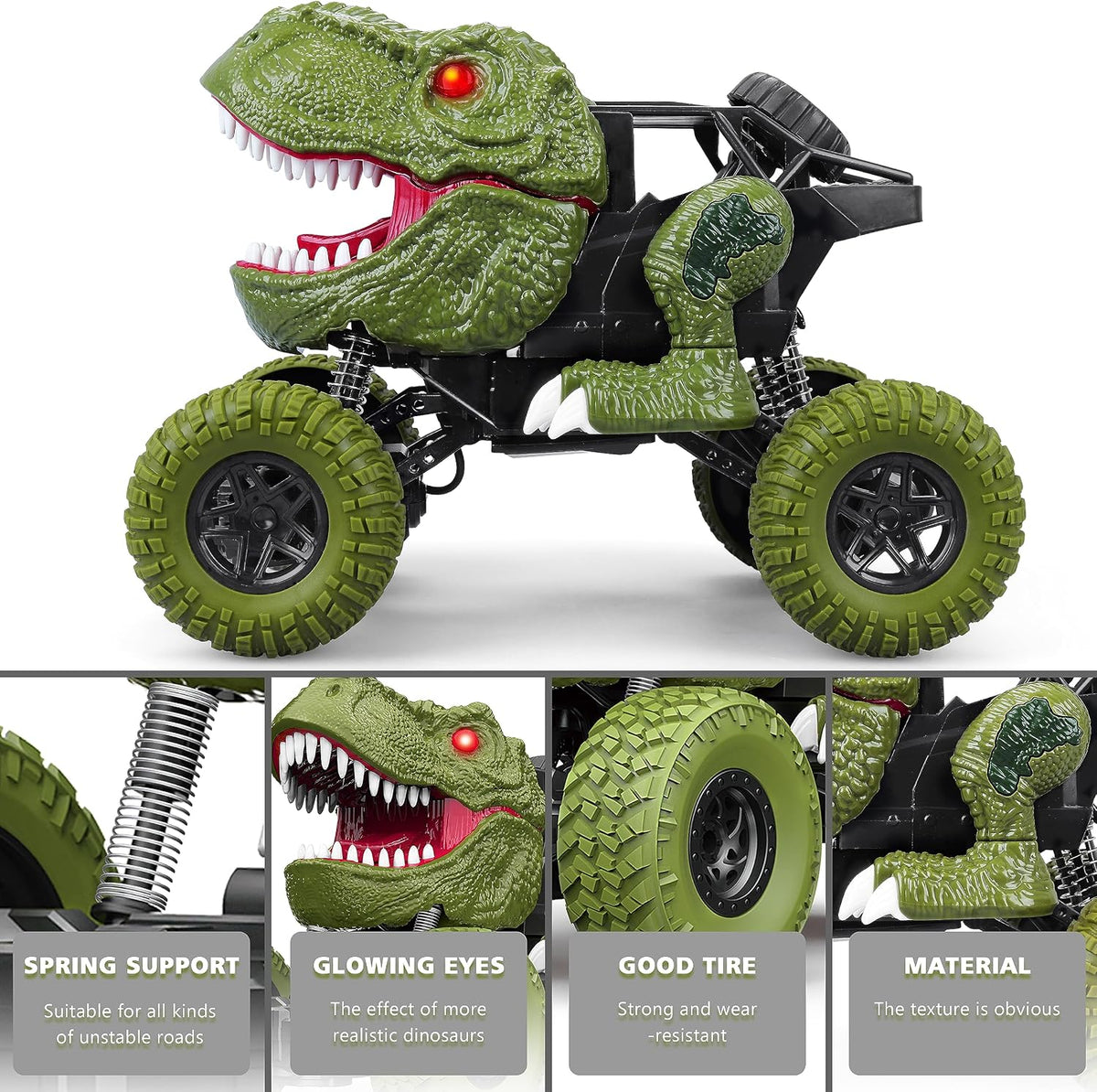 YEZI Coche de dinosaurio a control remoto para niños y niños, camió...