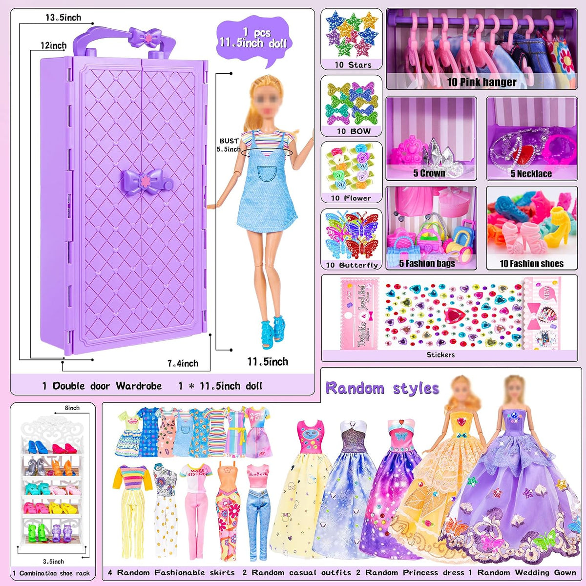 iBayda 91 muñecas de niña de 11.5 pulgadas con ropa, accesorios y a...