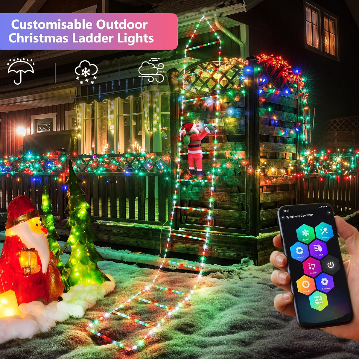 Toodour Luces decorativas de Navidad, luces decorativas inteligente...