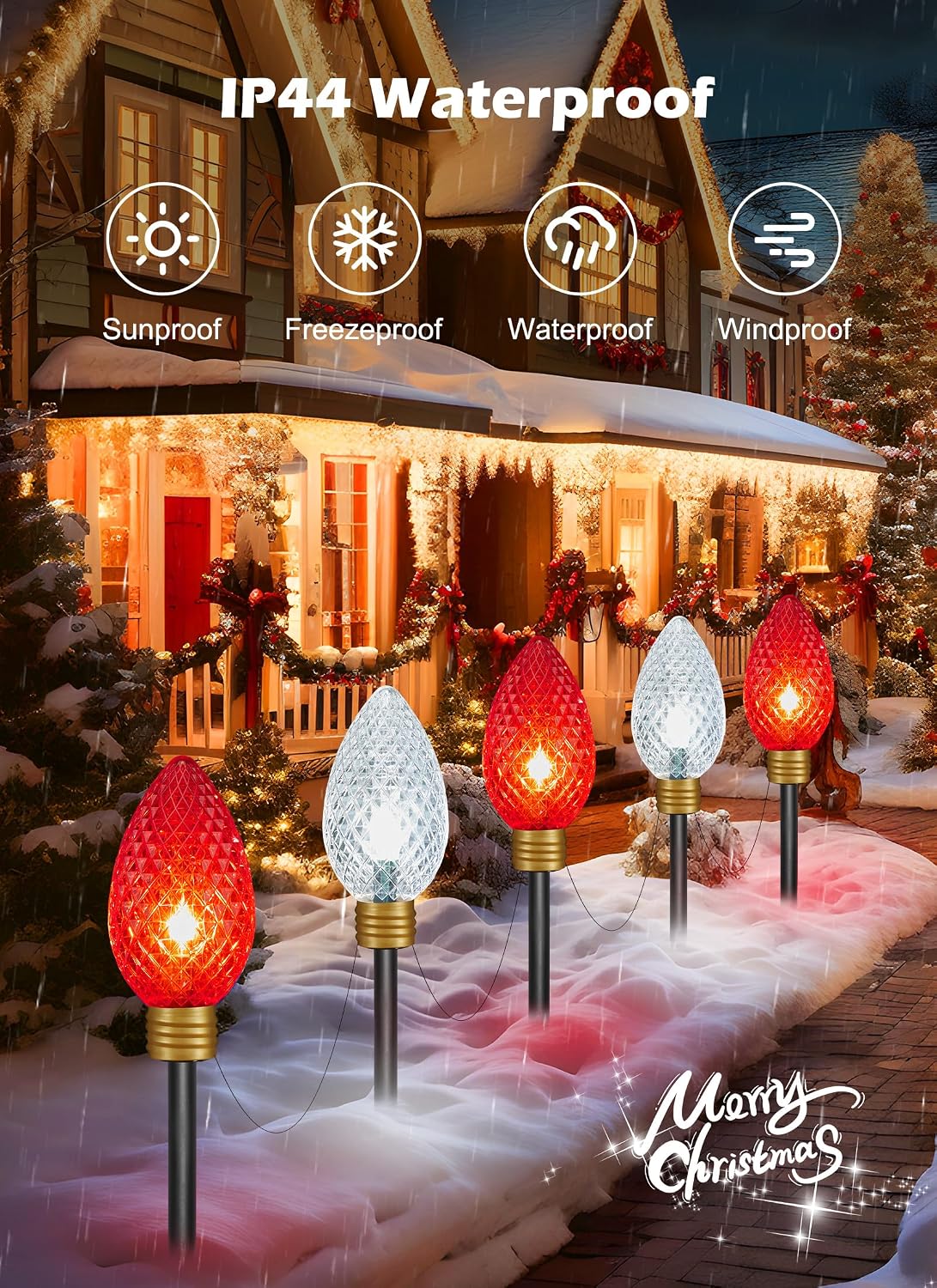 Brigtown Strawberry Super Jumbo C9 Luces de camino de Navidad para...