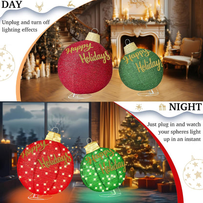 Juego de 2 adornos navideños iluminados de 3 pies, ampliables para...