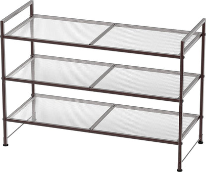 Simple Houseware Zapatero apilable de malla de 3 niveles, bronce |...