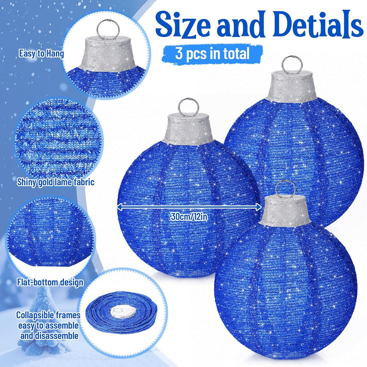 3 bolas de Navidad grandes de 12 pulgadas, adornos emergentes, purp...