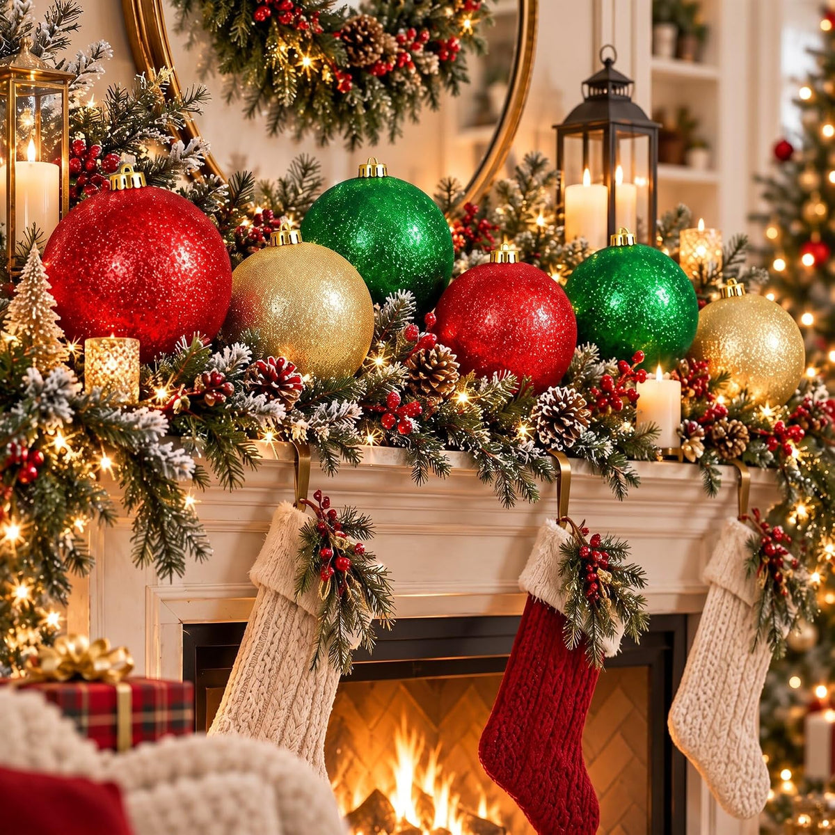 Deekin - Paquete de 8 bolas de adornos de Navidad extra grandes, co...