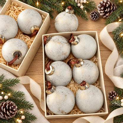 Yunlly - 12 adornos de bola de Navidad neutros 2026, blanco marfil...