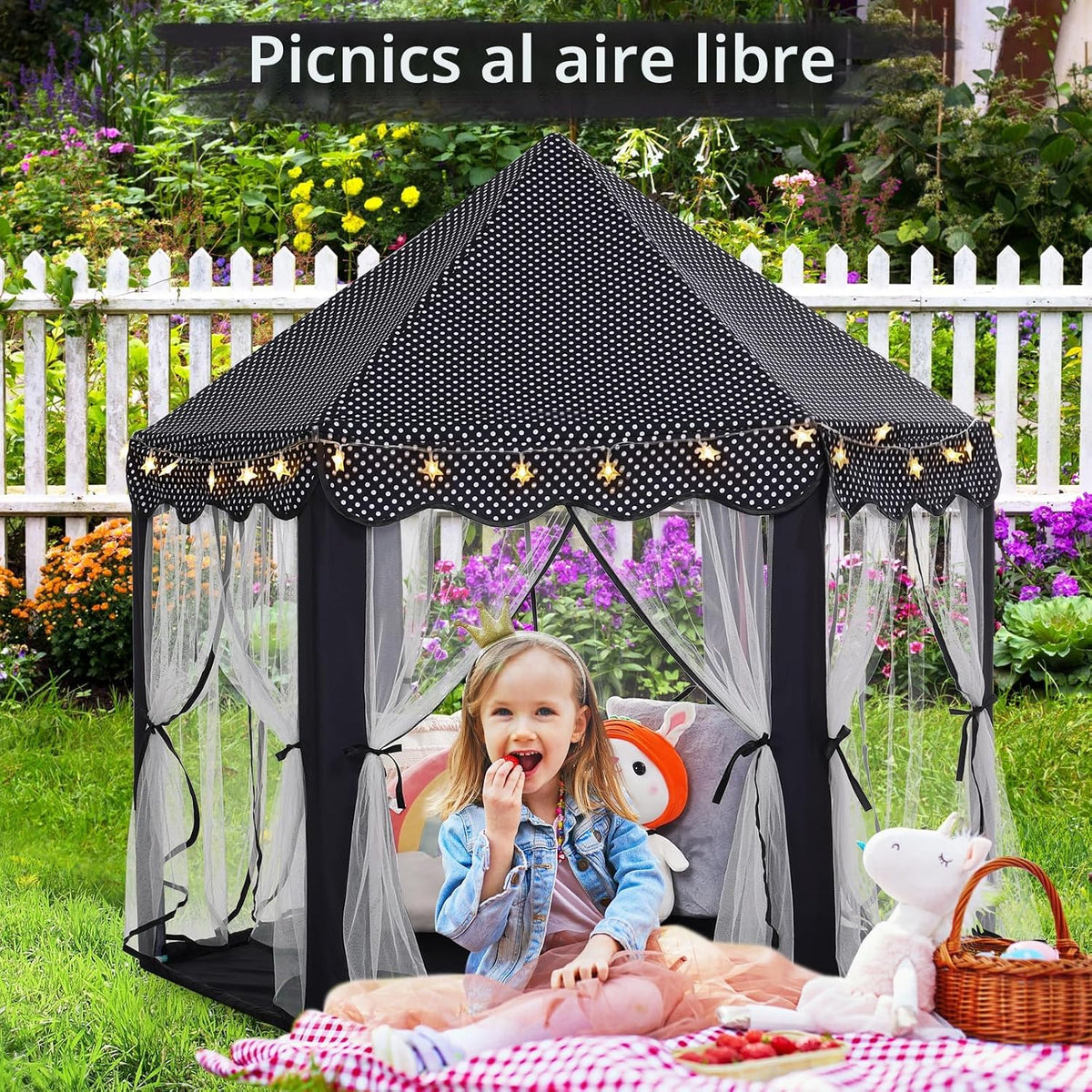 Monobeach Tienda de campaña de princesa para niñas, casa de juegos...