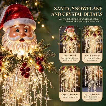 Luz de Navidad en cascada de cristal, copo de nieve colgante y deco...