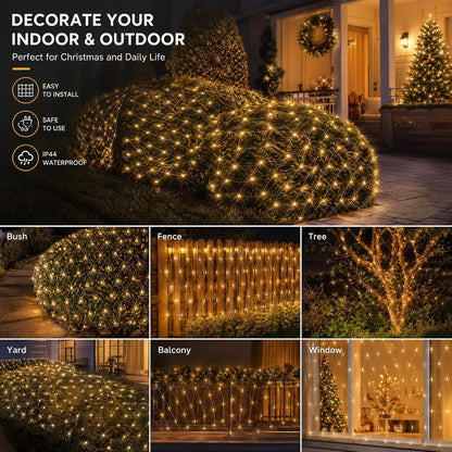 Dazzle Bright 360 luces LED de red, 12 x 5 pies, conectables, imper...
