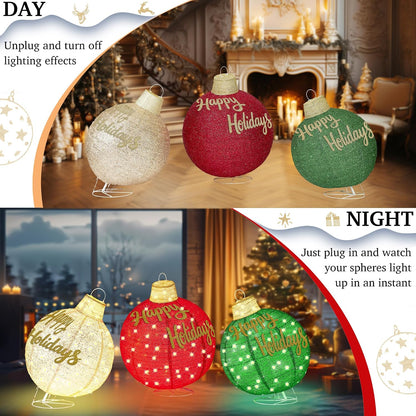 3 piezas de juego de adornos navideños iluminados de 3 pies, expand...