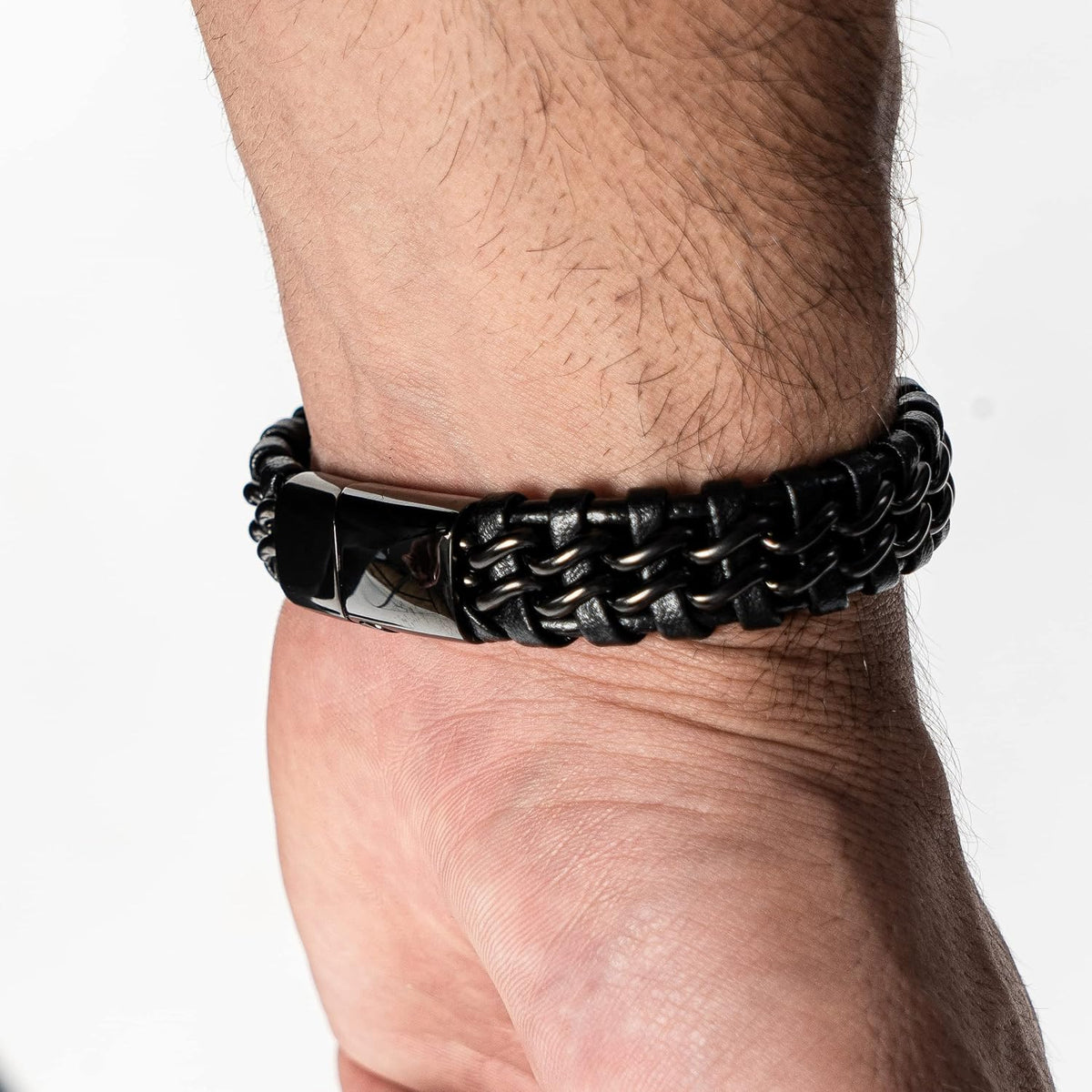 SERASAR | Pulsera de cuero genuino de primera calidad [acero] para...