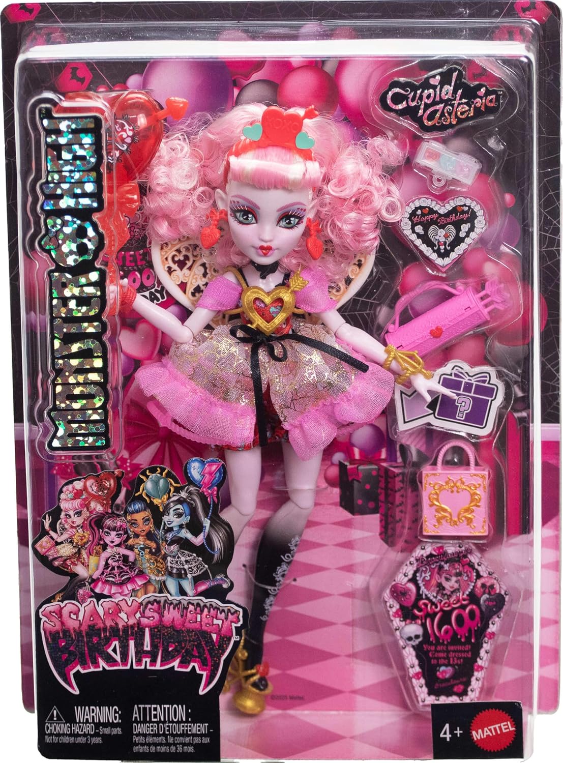 Monster High Muñeca Asteria de Cupido de cumpleaños dulce y aterrad...