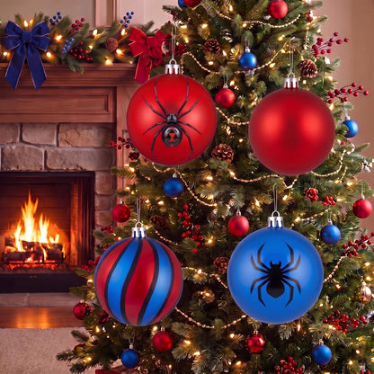 Tigeen 4 adornos de bolas de Navidad grandes con temática de telara...