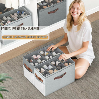 Paquete de 2 organizadores de zapatos para armario, almacenamiento...