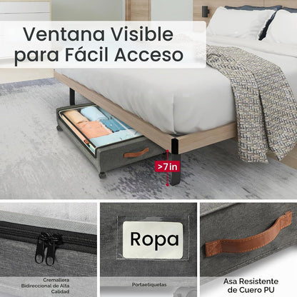 Yecaye Almacenamiento debajo de la cama con ruedas, paquete de 4 un...