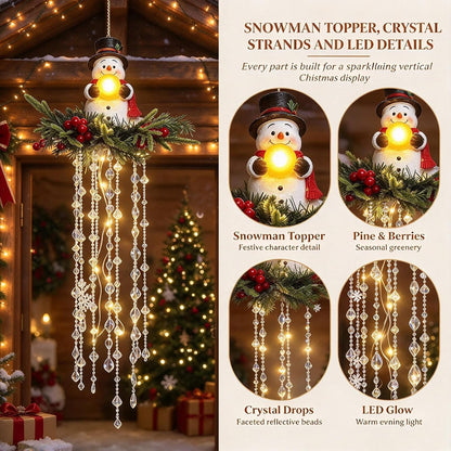 Luz de Navidad en cascada de cristal, copo de nieve colgante y deco...