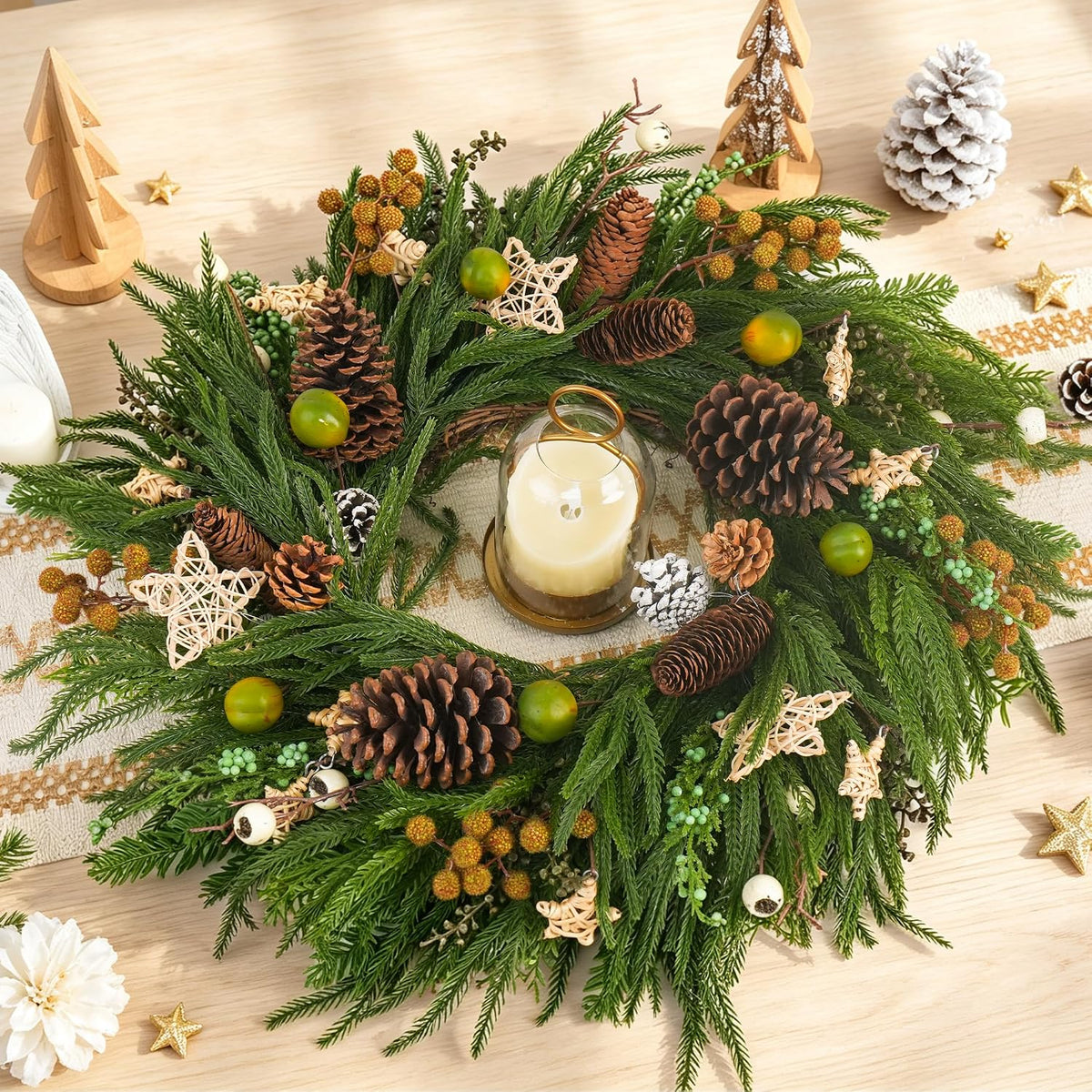Corona de Navidad de 24 pulgadas con luces, coronas de Navidad | No...