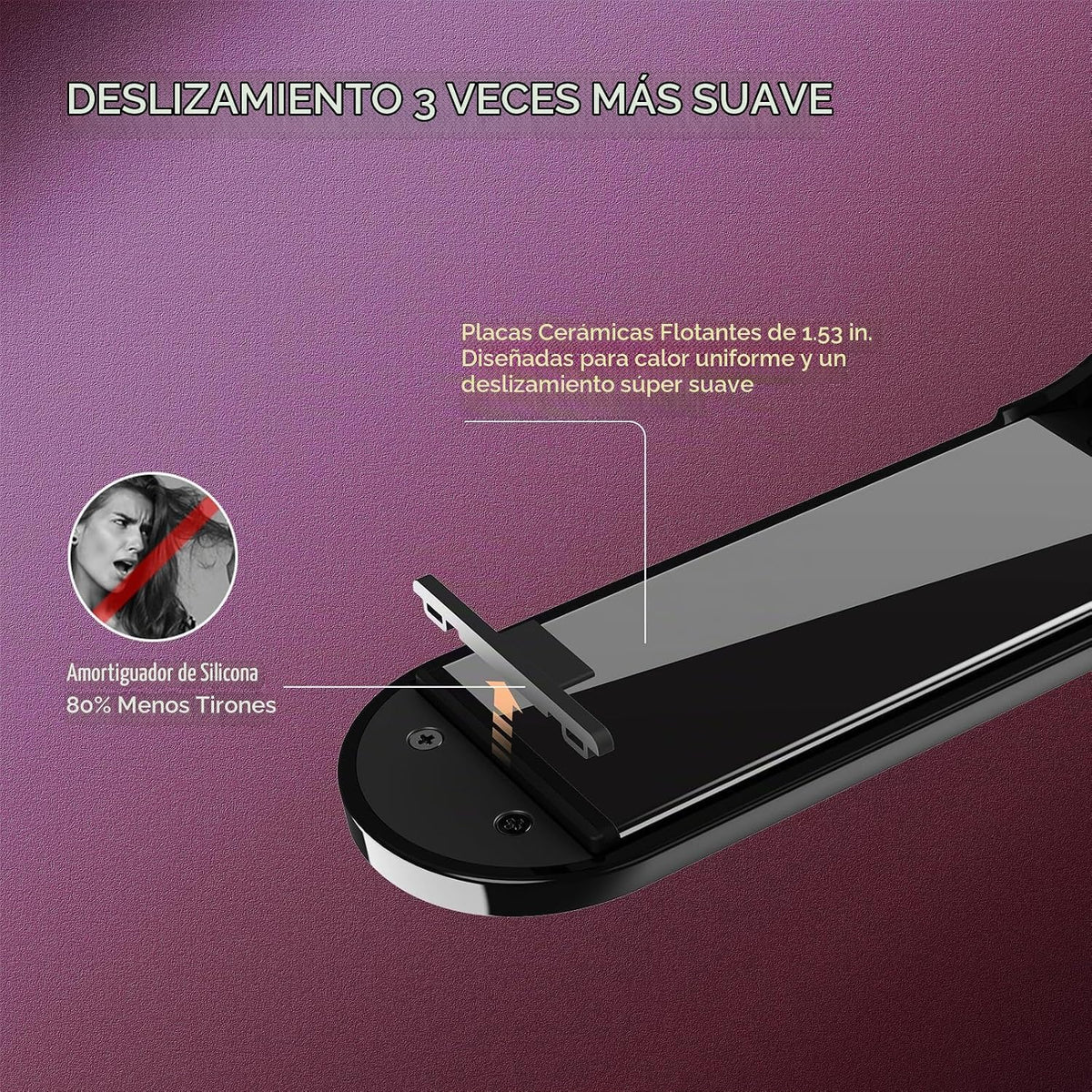 Cepillo alisador de pelo de hierro plano TYMO 2 en 1, peine calient...