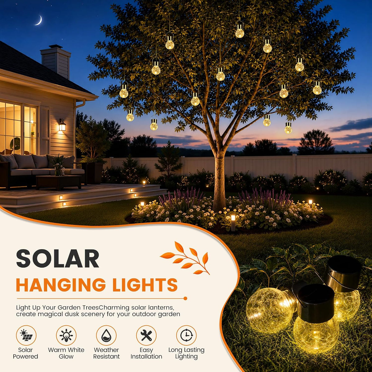GIGALUMI Luces solares al aire libre colgante linterna decoración d...