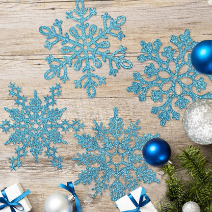12 adornos grandes de copos de nieve azules de 12 pulgadas, copos d...