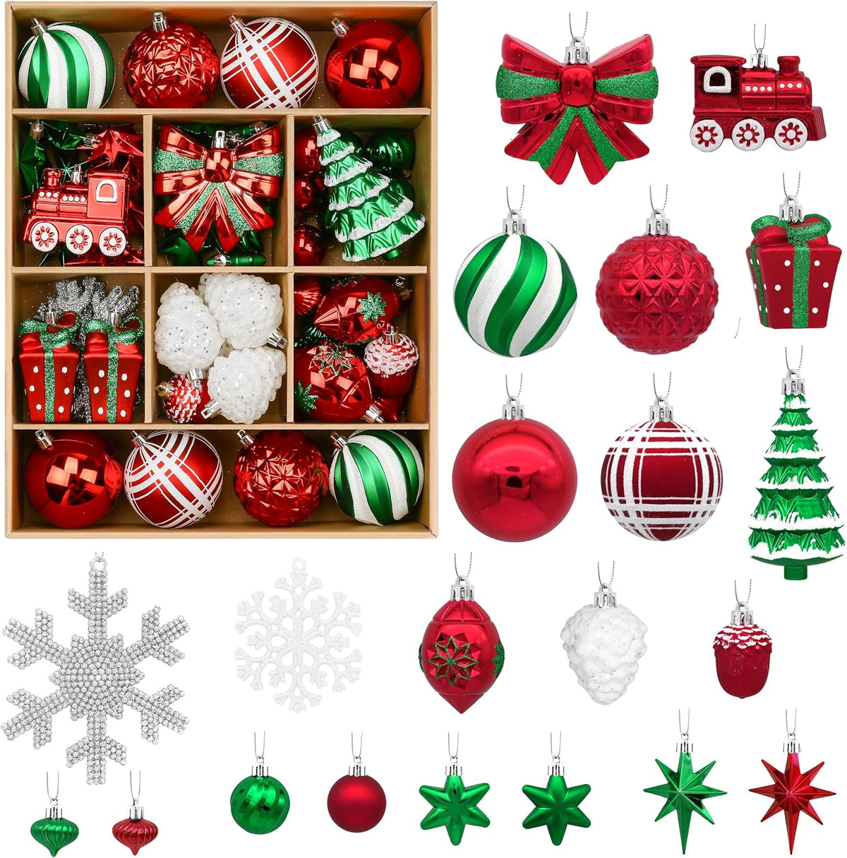 Alupssuc - Juego de 82 bolas de Navidad clásicas, color rojo | Jueg...