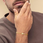 M MOOHAM Pulsera de cruz chapada en oro\/plata de 14 quilates para...