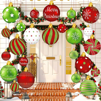 Huwena 24 piezas de decoraciones navideñas para exteriores, adornos...