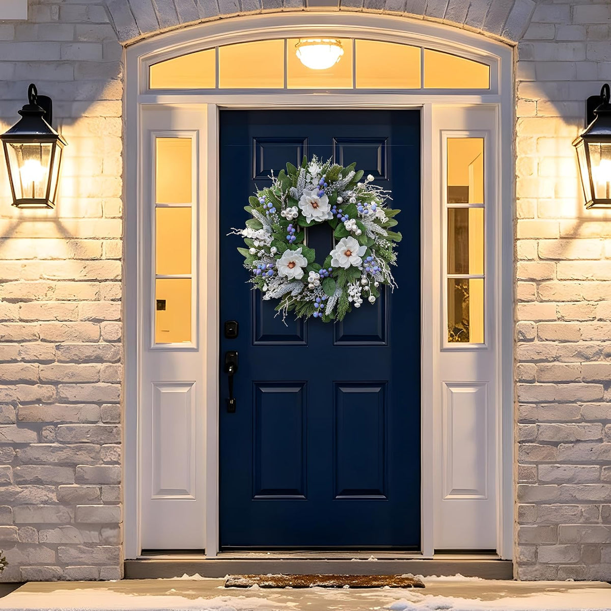 Coronas de invierno para puerta delantera, corona de Navidad e invi...