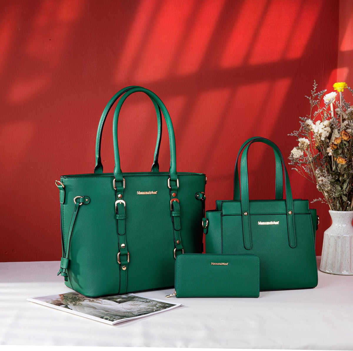Montana West - Juego de 3 piezas de bolsos para mujer: bolso de man...