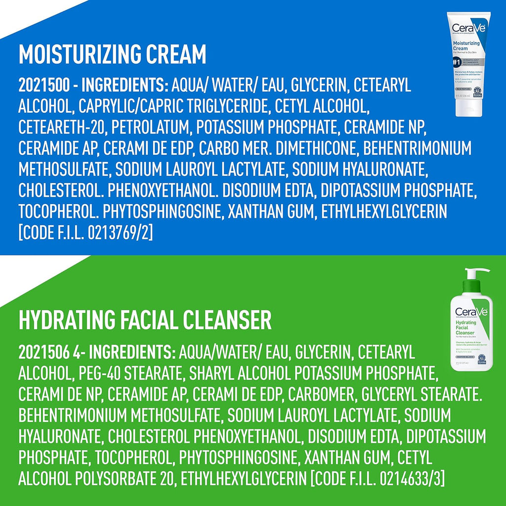 CeraVe Set de cuidado de la piel, crema hidratante y limpiador faci...